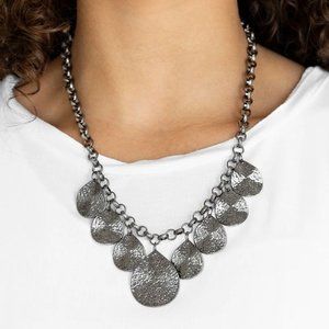 Necklace, Gunmetal, Textured